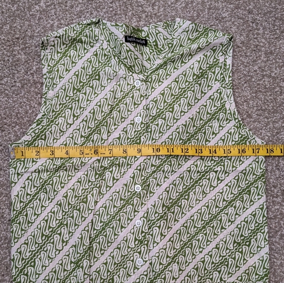 Batik Melati cinch waist sleeveless button jumpsuit olive green - Picture 13 of 16